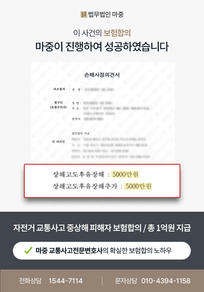 교통사고손해사정사 | 픽시 자전거 교통사고로 뇌출혈 중상해를 입은 피해자, 합의금 1억원 지급 성공